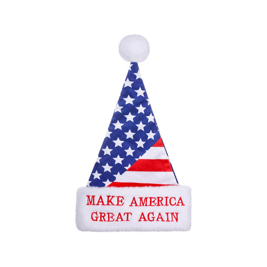 Make America Great Again U.S.A. Santa Hat, US Flag Pattern. One Size Fits Most